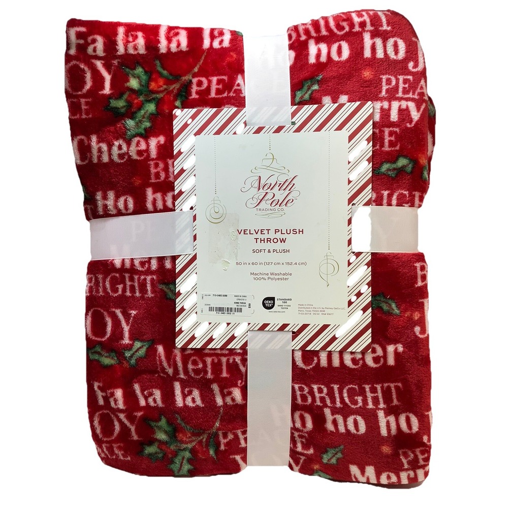 North‎ Pole Trading Co. Christmas/Holiday Throw Blanket Fleece Plush 50 x 60